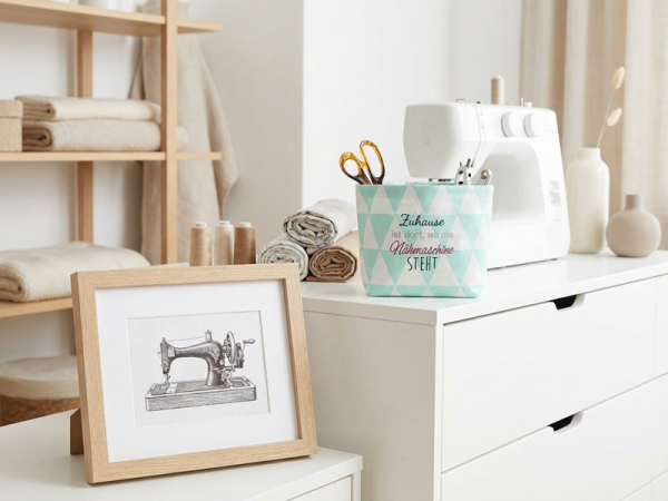 Zuhause ist dort wo die  Nähmaschine steht Spruch - Stickdatei